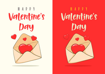 Happy Valentine's Day. Two cards template. Cartoon. Vector illustration