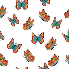 Bright multicolored butterflies seamless pattern. Wallpaper, background, children party, craft paper