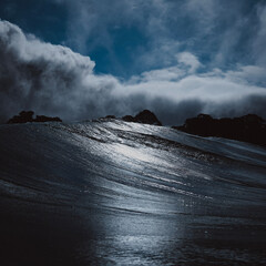 Backside of a wave breaking.