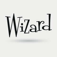 Wizard word fantasy text lettering vector illustration