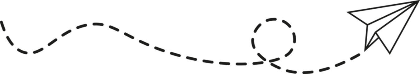 Dashed Line Paper Airplane Route
