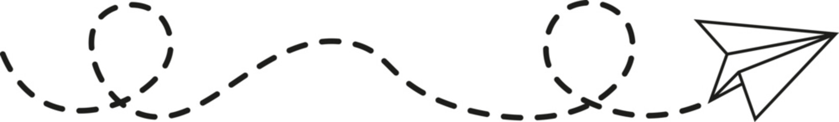 Dashed Line Paper Airplane Route