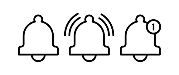 Notification bell icon. Alarm symbol. Incoming inbox message. Ringing bells