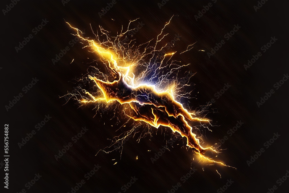Poster the lightning is photorealistic and it is on a dark backdrop. luminosity reminiscent of natural ligh