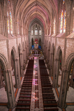 Basilica of the National Vow, a Roman Catholic church located in the historic centre of Quito; Quito, Ecuador