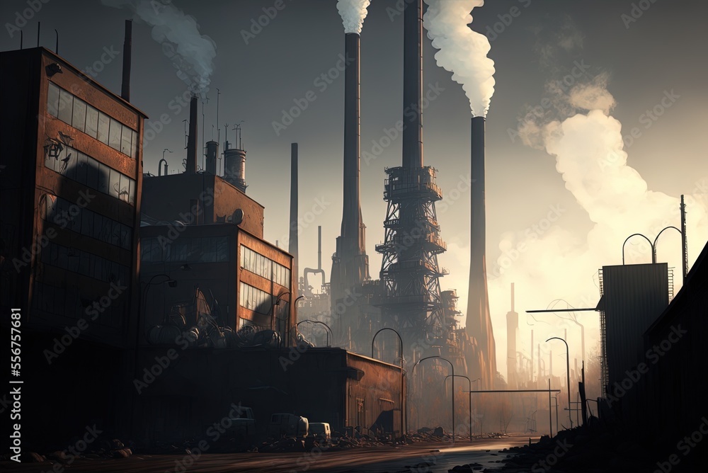 Poster daytime external pollution and industrialization generative ai