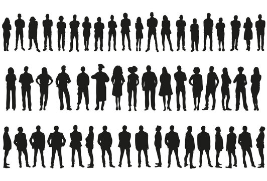 Silhouette Of Groups Of People	