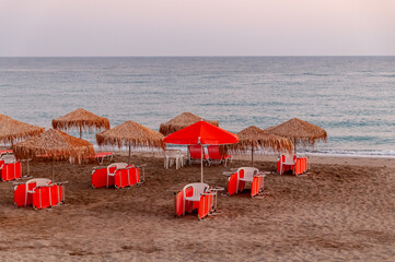 beach umbrellas and chairs