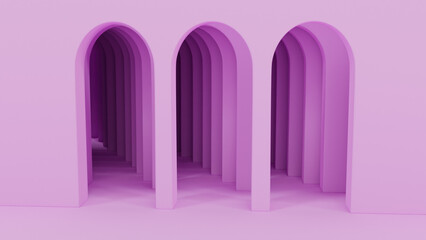 Background arch in the wall in pastel colors 3D illustration