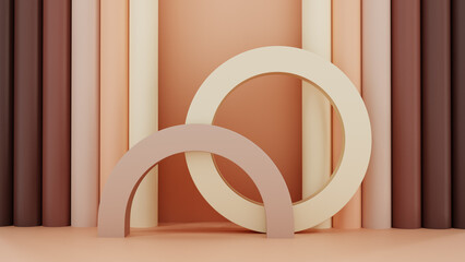 Background arch and geometry in pastel colors 3D illustration