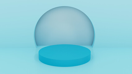 Background arch with podium 3D illustration.