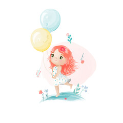 Little girl with balloons
