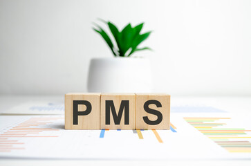PMS Premenstrual syndrome - word from wooden blocks with letters