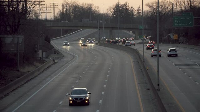 Cars Driving on U.S. Interstate 95 Highway in New York at Night