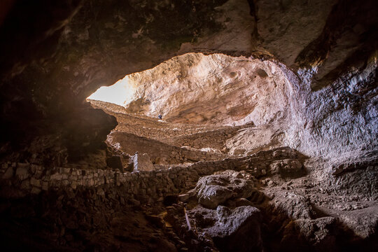 The famed Carlsbad Caverns of New Mexico, at the entry point for those that want to walk down into the caverns in Carlsbad Caverns National Park; New Mexico, United States of America