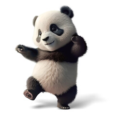 Fototapety  Funny panda dancing, 3D illustration on isolated background