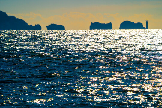 The Needles on the Isle of Wight, England; Isle of Wight, Hampshire, England