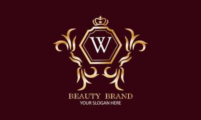 Luxury logo. Elegant initial letter W monogram design template for restaurant, hotel, boutique, cafe, hotel, heraldry shop, jewelry, fashion and other business