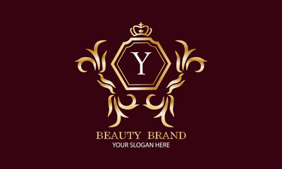 Luxury logo. Elegant initial letter Y monogram design template for restaurant, hotel, boutique, cafe, hotel, heraldry shop, jewelry, fashion and other business