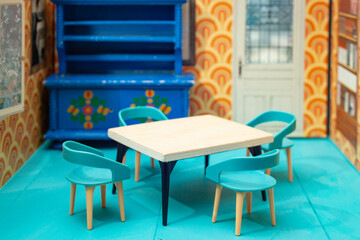 inside a doll house, miniature soft focus