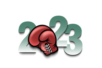 Happy New Year 2023 and boxing glove