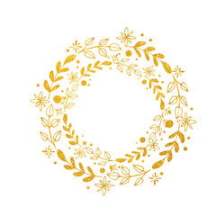  golden wreath leaves brunches invitation card
