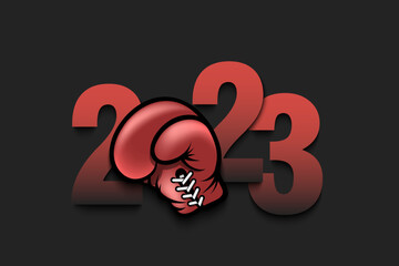 Happy New Year 2023 and boxing glove