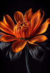 Obraz na płótnie Canvas Photorealistic macro shot of a orange flower black