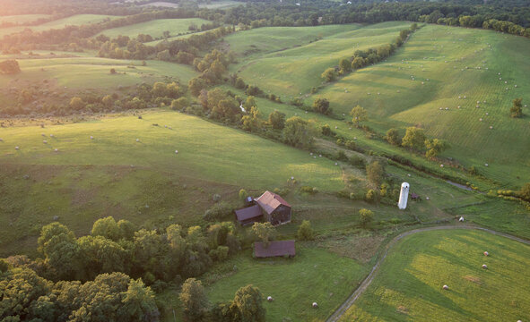 Aerial photograph of a rural farm in Leesburg, Loudoun County, Virginia.