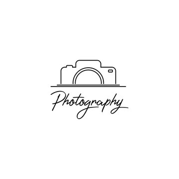line art photography logo design vector
