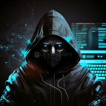 Computer hacker from future, futuristic fision of computer hacking, generative ai