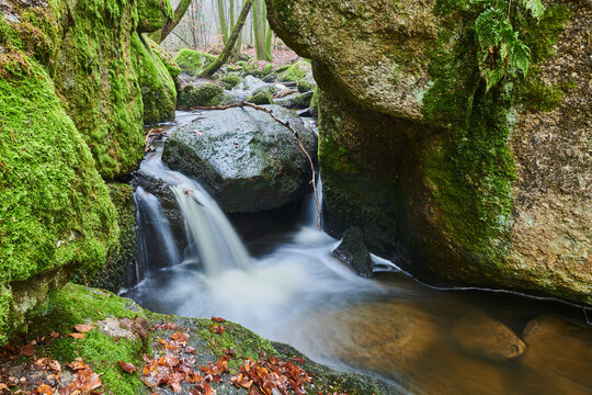 A stream flowing through the forest at Hollental Nature Reserve;  Bavaria, Germany