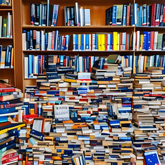 stack of books on a shelf