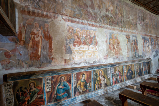 Saint Emeric Roman Catholic Church, with thirteenth century murals, Ghelinta, near Zabola Estate, Transylvania, Romania; Viscri,  Transylvania,  Romania