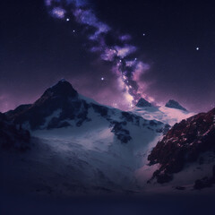 Naklejka na ściany i meble Night sky over the mountains landscape illustration generated by AI 
