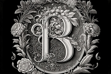 Vintage Victorian engraving monogram of letter B
Generative ai