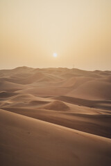 Fototapeta na wymiar Sunset at the Moreeb dunes in the Rub Al Khali dessert U.A.E