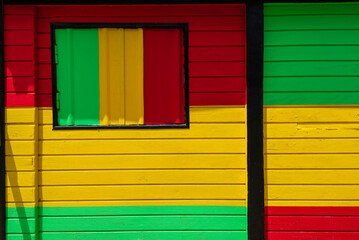 Close-up of colorful snack bar on the beach of Anse-Bertrand on Grande-Terre; Guadeloupe, French West Indies