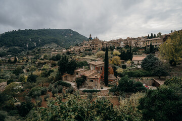 Obraz premium Panoramic photo of the village of Valldemossa in Mallorca Spain