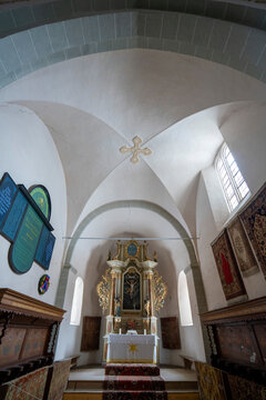 Interior of Church of St Nicolas of Harman (Honigberg) near Brasov, Transylvania, Romania; Brasov, Transylvania, Romania