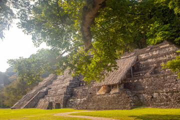 Beautiful Palenque Ruins,  pyramids and palace, Yucatan, Mexico