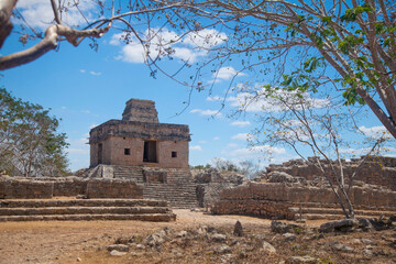 Temple of the Seven Dolls at Dzibilchaltun, a Mayan archaeological site; Merida, Yucatan, Mexico