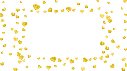 Valentine Sale Texture. Handdrawn Sparkle For Woman. Modern Frame. Golden Art Illustration. Vintage Border For Mom. Gold Special Design. Yellow Valentine Sale Texture.