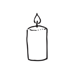 Doodle Illustration of a candle on isolated white background