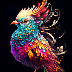 Obraz premium Colorful fire bird