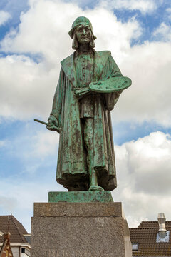 Statue of Hieronymus Bosch, a painter, in Den Bosch, Netherlands; ’s-Hertogenbosch, North Brabant, Netherlands