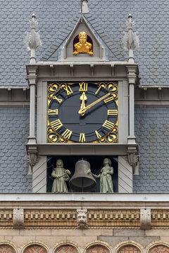 Bell tower detail of Rijksmuseum, a Dutch national museum; Amsterdam, North Holland, Netherlands