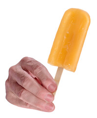 Orange fruit popsicle ice cream isolated on layered png format background
