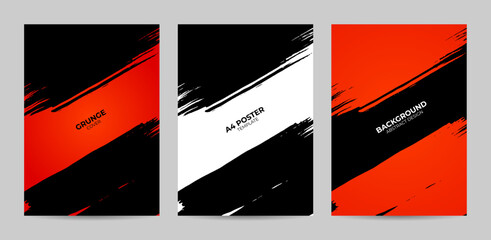 Obraz premium Grunge abstract background, minimalist template a4 poster vector design with paint brush texture for flyer and cover