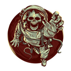 dead astronaut,vector,skull hand,astronaut skull